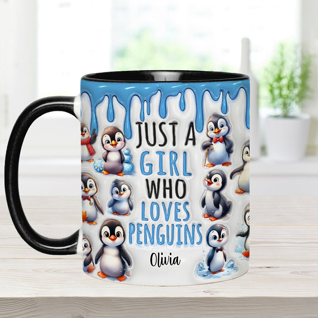 Personalisierte Tasse für ein Mädchen, das Pinguine liebt