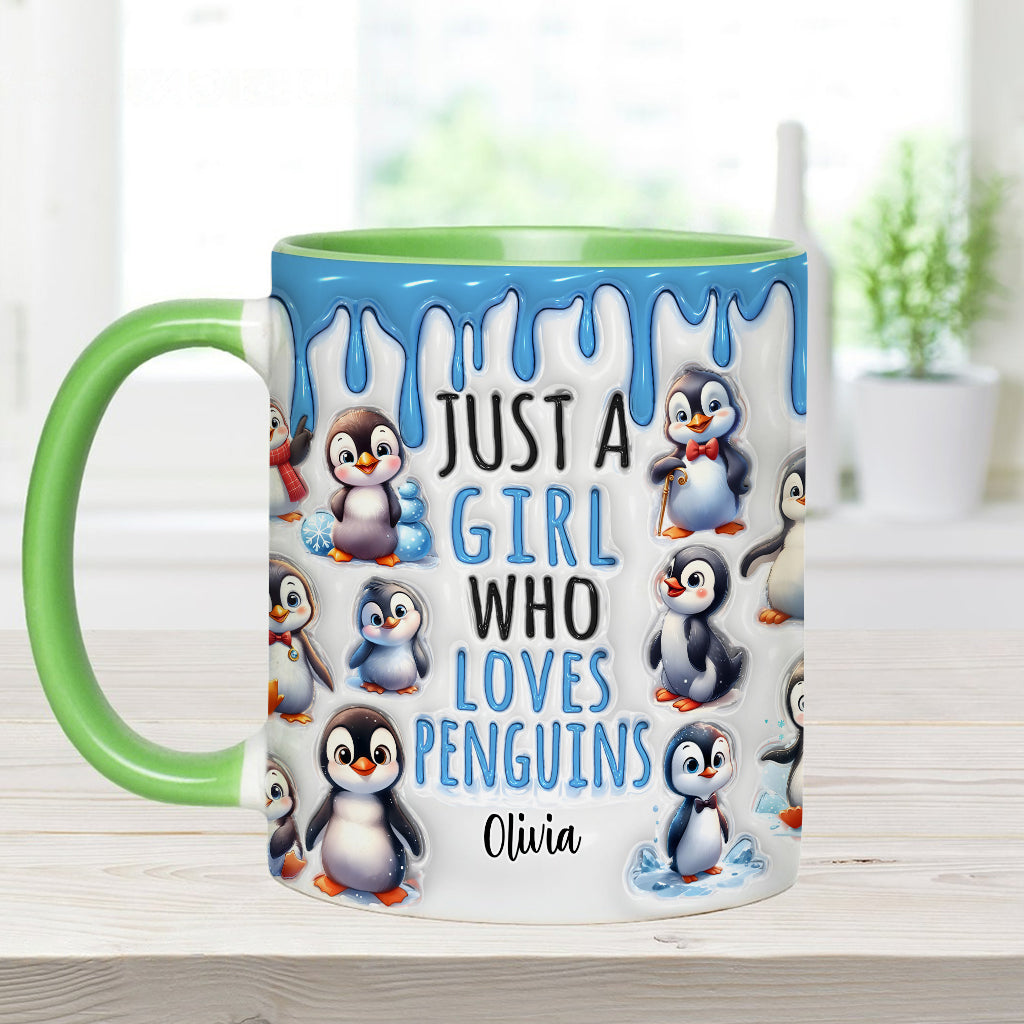 Personalisierte Tasse für ein Mädchen, das Pinguine liebt