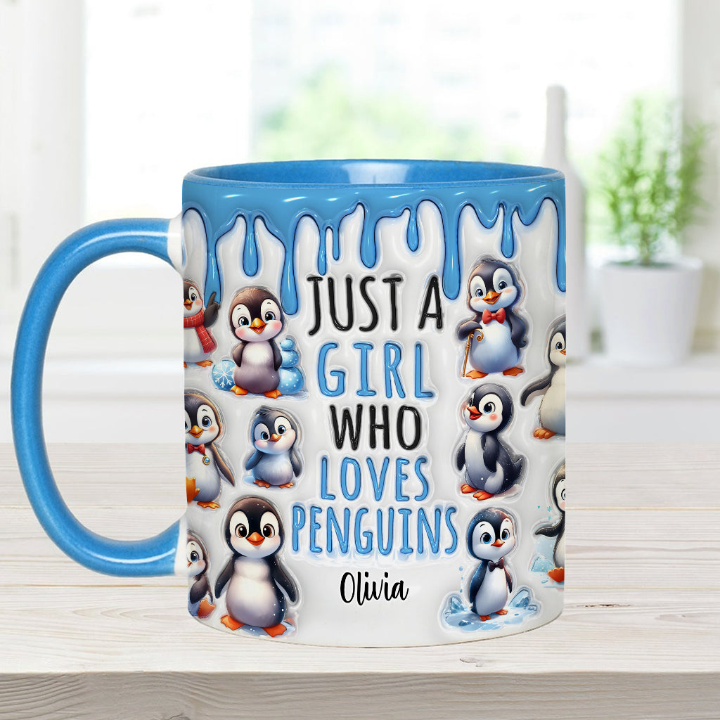 Personalisierte Tasse für ein Mädchen, das Pinguine liebt