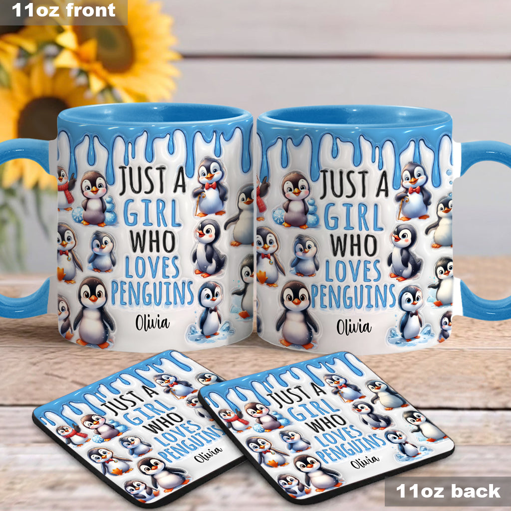 Personalisierte Tasse für ein Mädchen, das Pinguine liebt