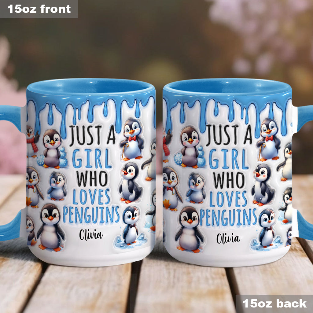 Personalisierte Tasse für ein Mädchen, das Pinguine liebt