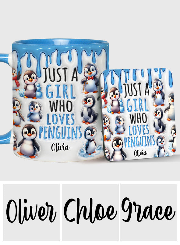 Personalisierte Tasse für ein Mädchen, das Pinguine liebt