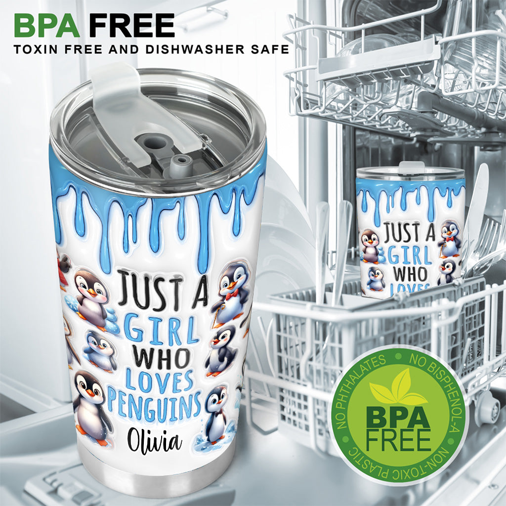 Personalisierter Becher für ein Mädchen, das Pinguine liebt