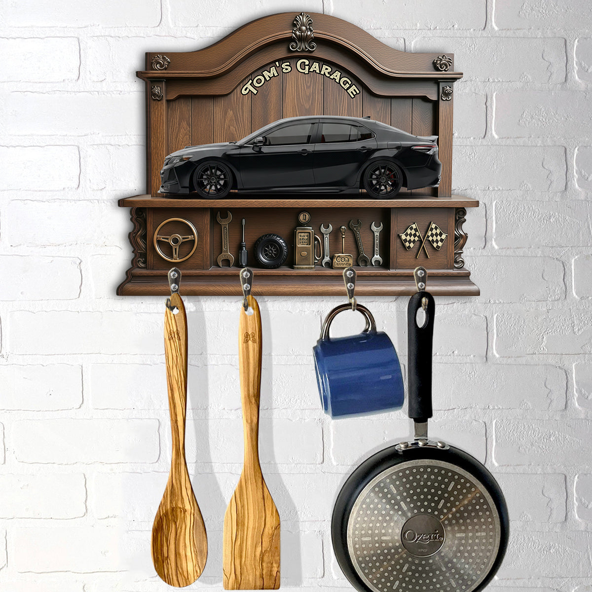 Custom Key Rack From Photo For Your Garage - Personalized Car Lover Custom Shaped Hanging Rack