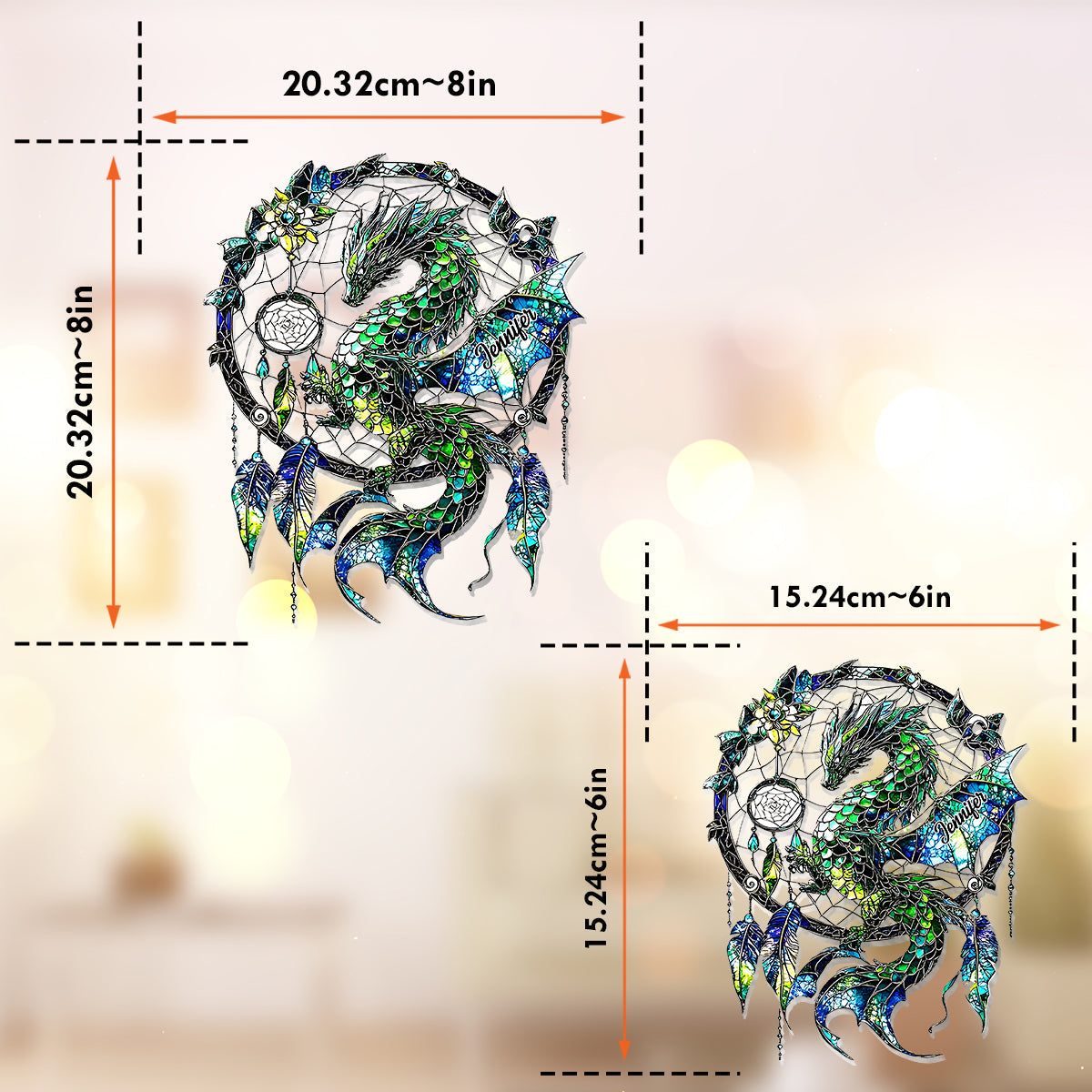 Mystischer Drache – Personalisierter Drachen-Fensterhänger als Sonnenfänger 