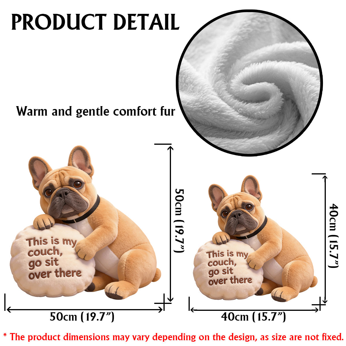 Das ist meine Couch – personalisiertes Kissen in Hundeform aus Kunstfell.