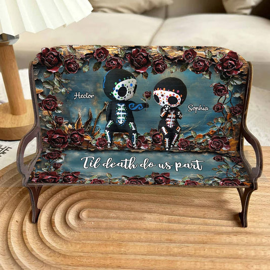 Til Death Do Us Part - Personalized Skull Wooden Bench