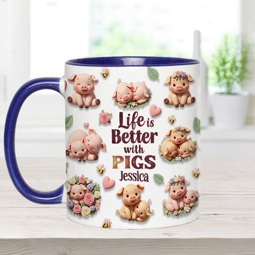 Just A Girl Who Loves Pigs - Personalized Pig Lover Accent Mug