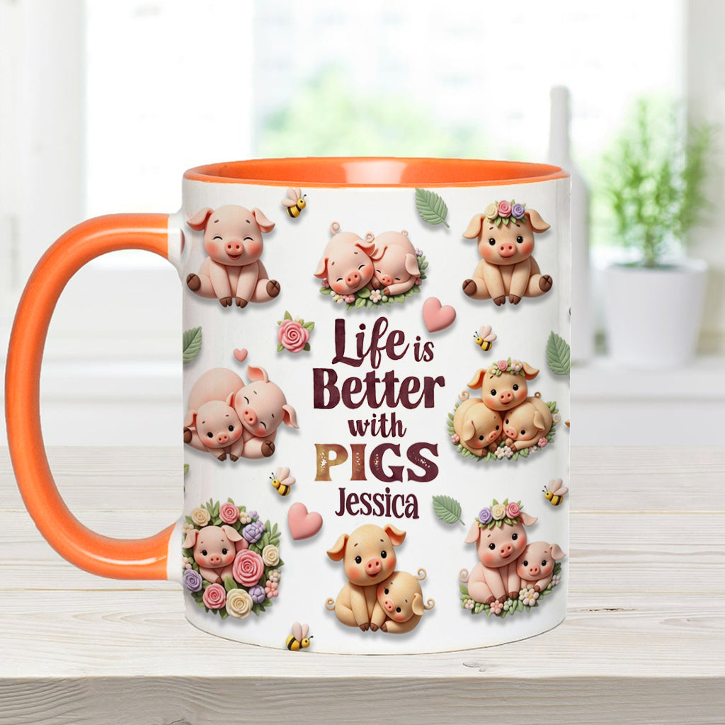 Just A Girl Who Loves Pigs - Personalized Pig Lover Accent Mug