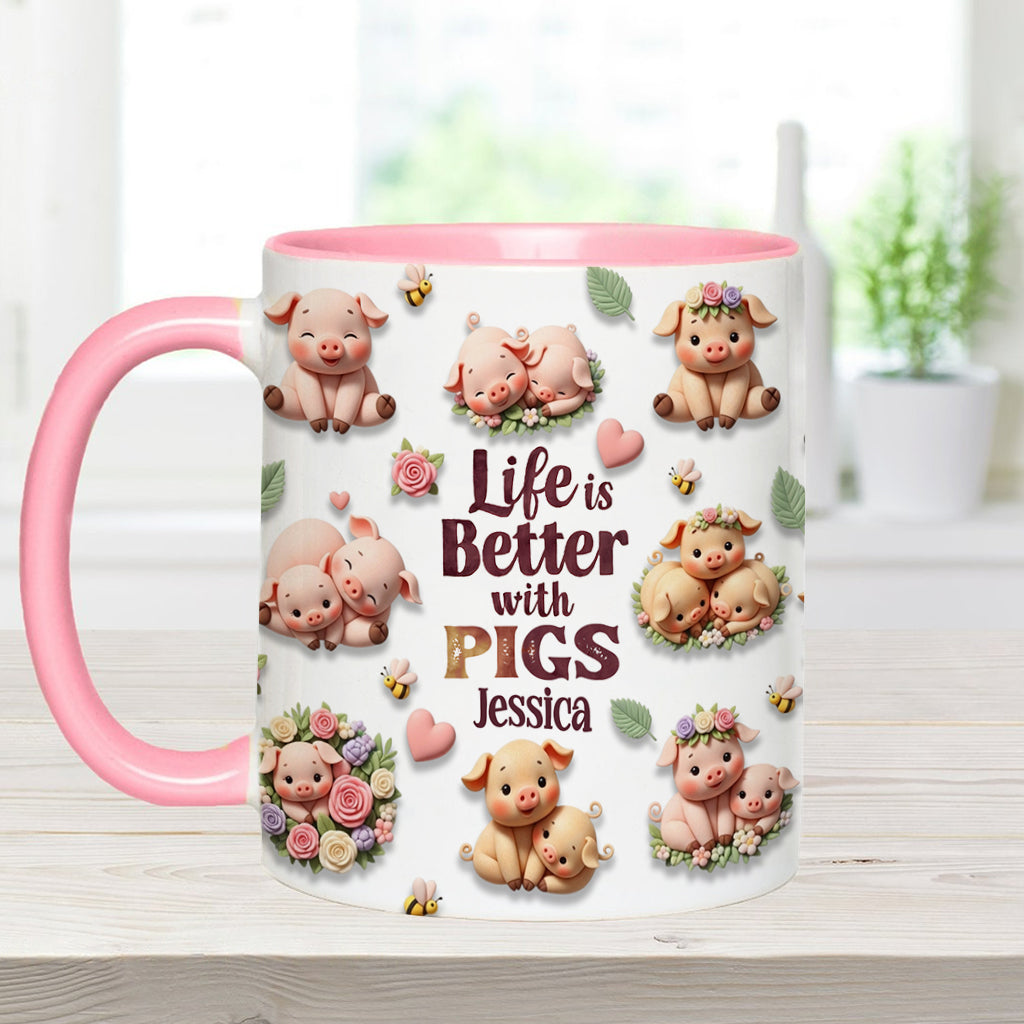 Just A Girl Who Loves Pigs - Personalized Pig Lover Accent Mug