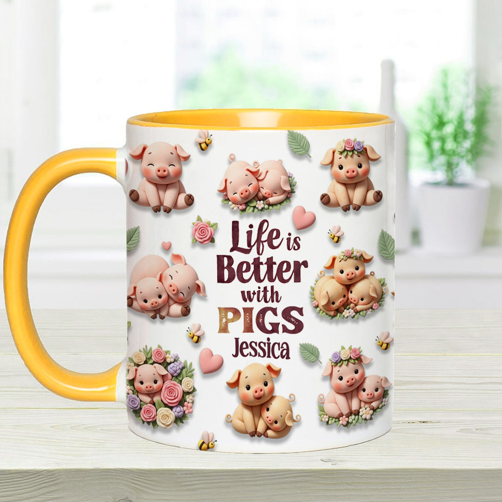 Just A Girl Who Loves Pigs - Personalized Pig Lover Accent Mug
