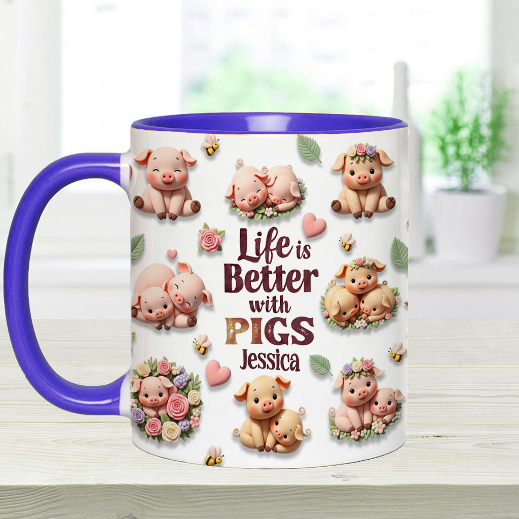 Just A Girl Who Loves Pigs - Personalized Pig Lover Accent Mug