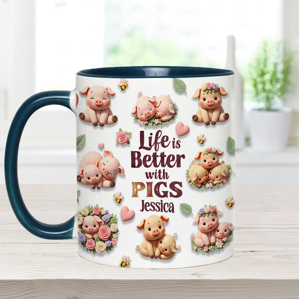Just A Girl Who Loves Pigs - Personalized Pig Lover Accent Mug