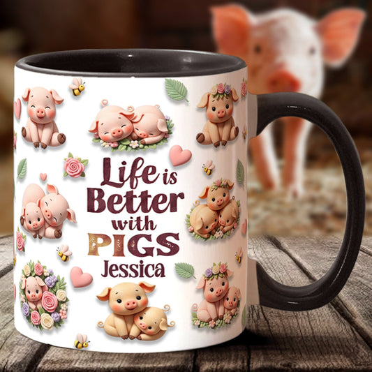 Just A Girl Who Loves Pigs - Personalized Pig Lover Accent Mug