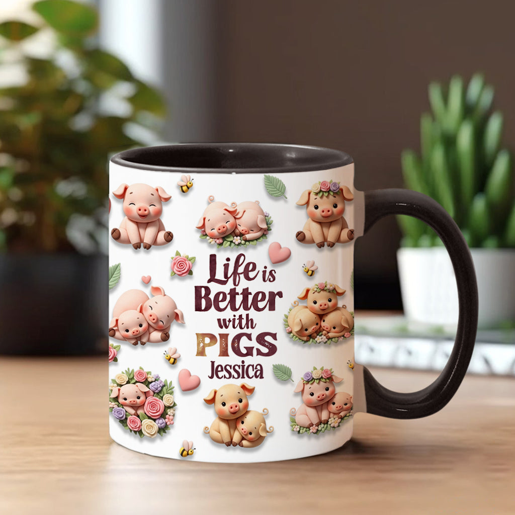 Just A Girl Who Loves Pigs - Personalized Pig Lover Accent Mug