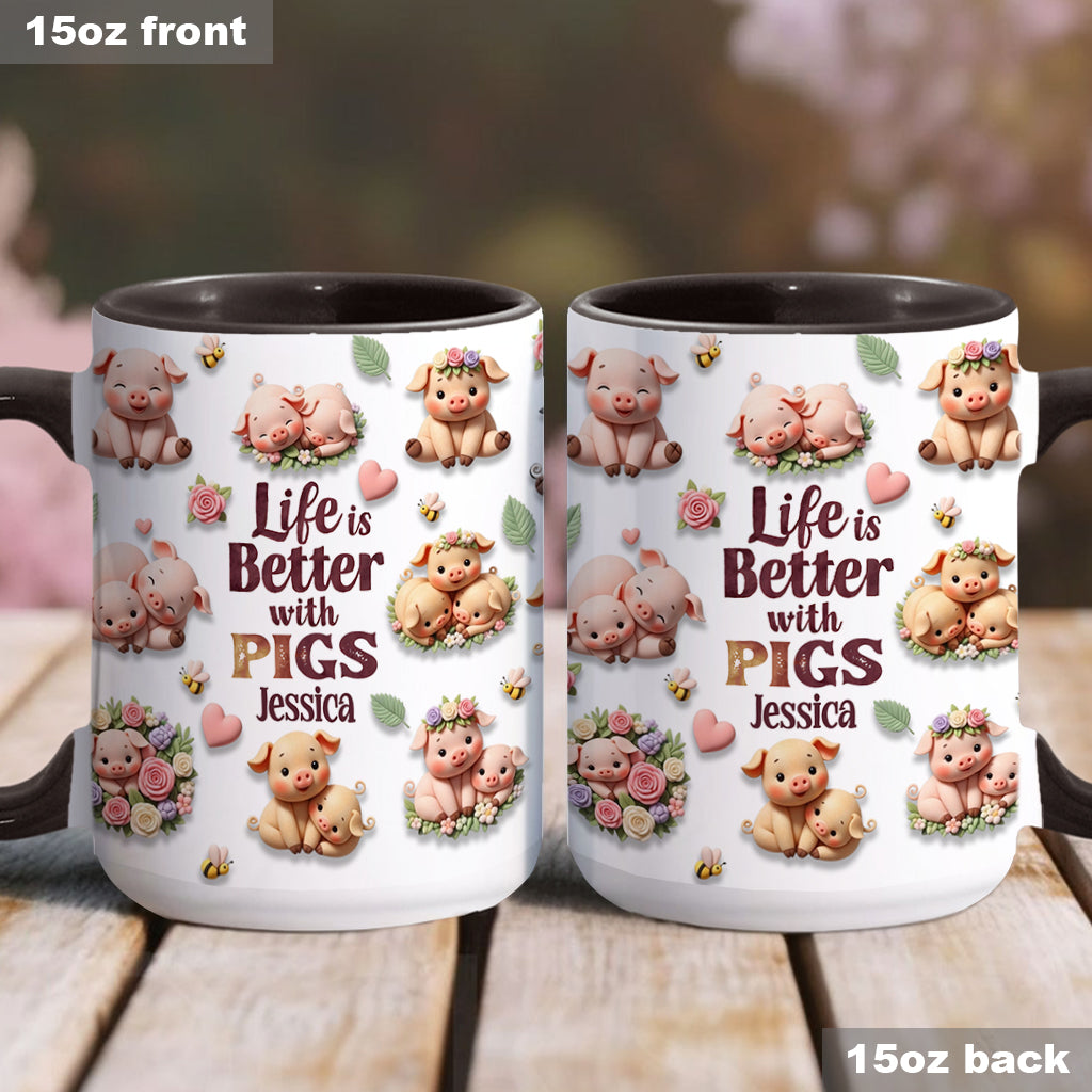 Just A Girl Who Loves Pigs - Personalized Pig Lover Accent Mug