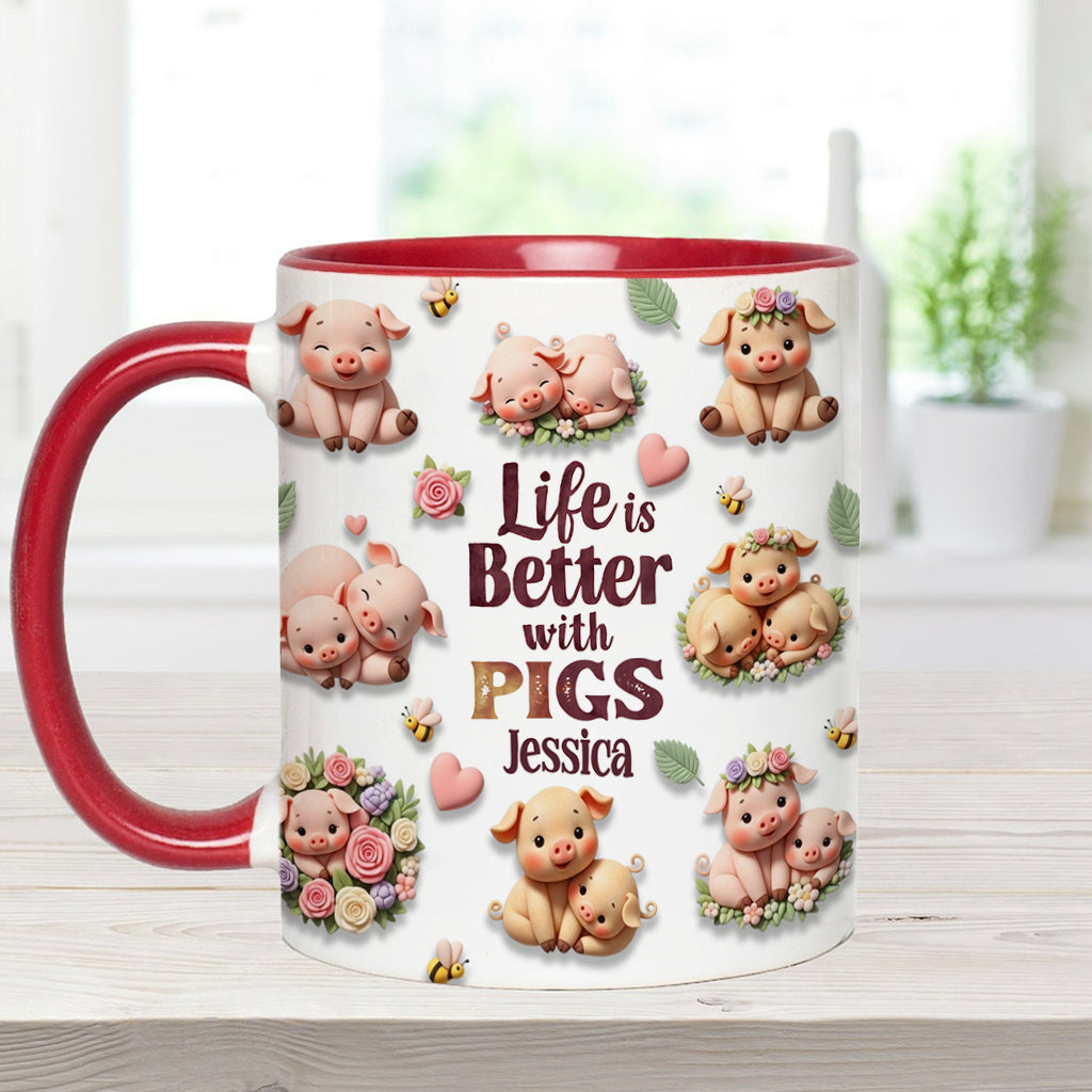 Just A Girl Who Loves Pigs - Personalized Pig Lover Accent Mug
