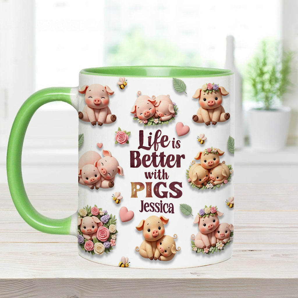 Just A Girl Who Loves Pigs - Personalized Pig Lover Accent Mug