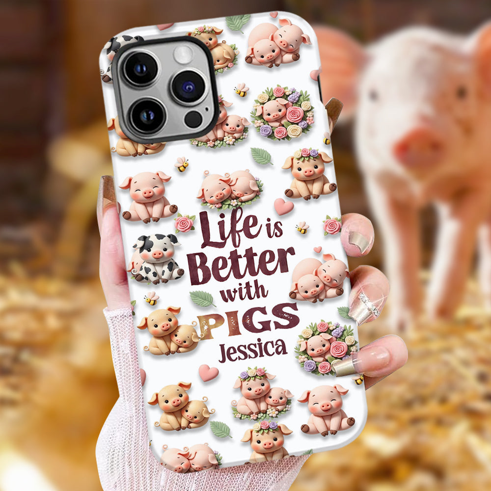 Just A Girl Who Loves Pigs - Personalized Pig Lover Full Print Phone Case
