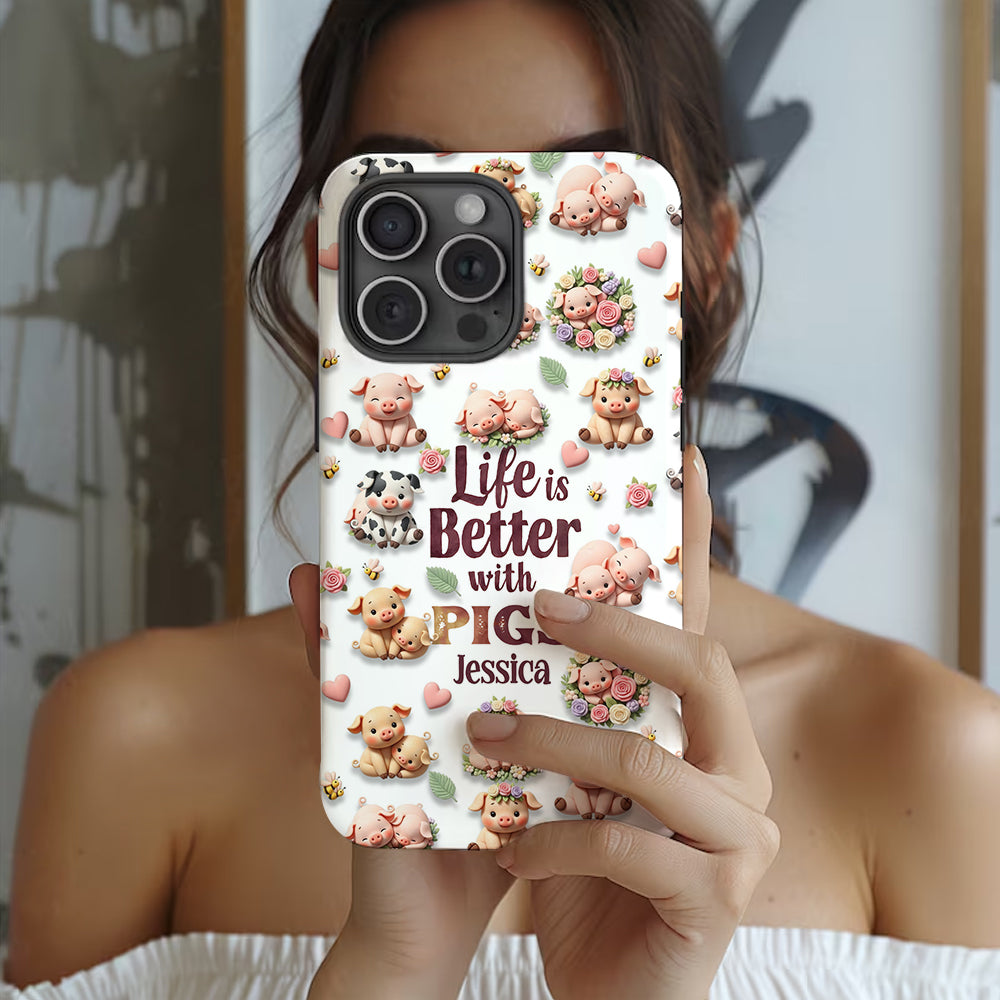 Just A Girl Who Loves Pigs - Personalized Pig Lover Full Print Phone Case