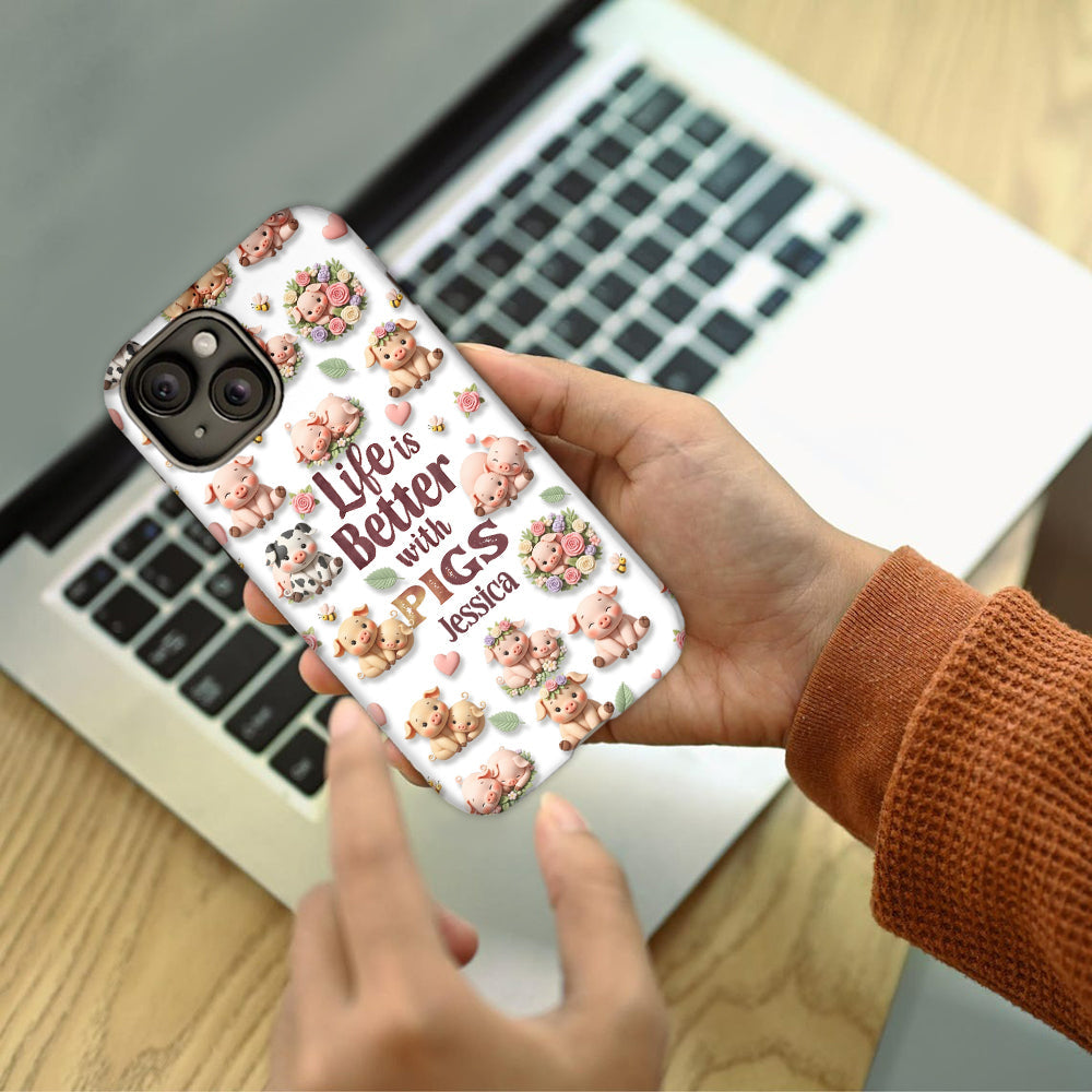Just A Girl Who Loves Pigs - Personalized Pig Lover Full Print Phone Case