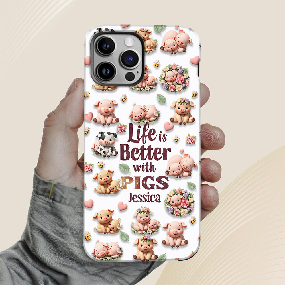 Just A Girl Who Loves Pigs - Personalized Pig Lover Full Print Phone Case