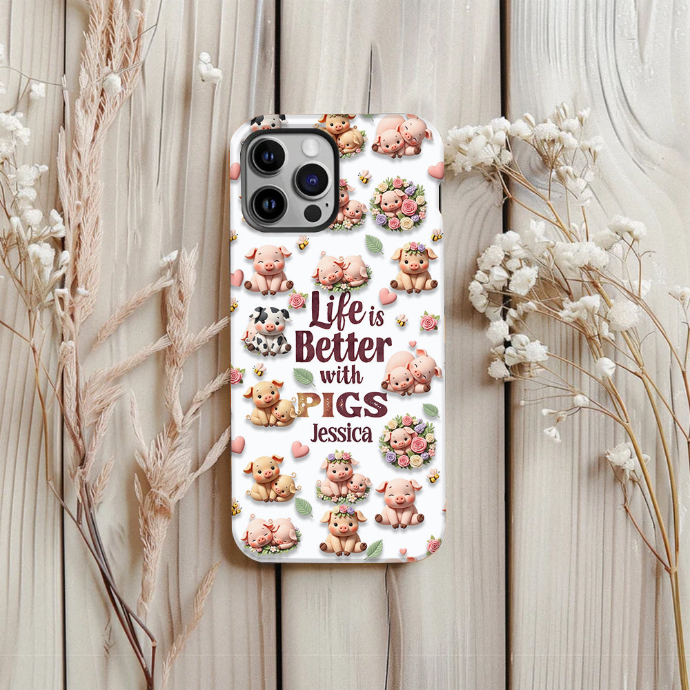 Just A Girl Who Loves Pigs - Personalized Pig Lover Full Print Phone Case