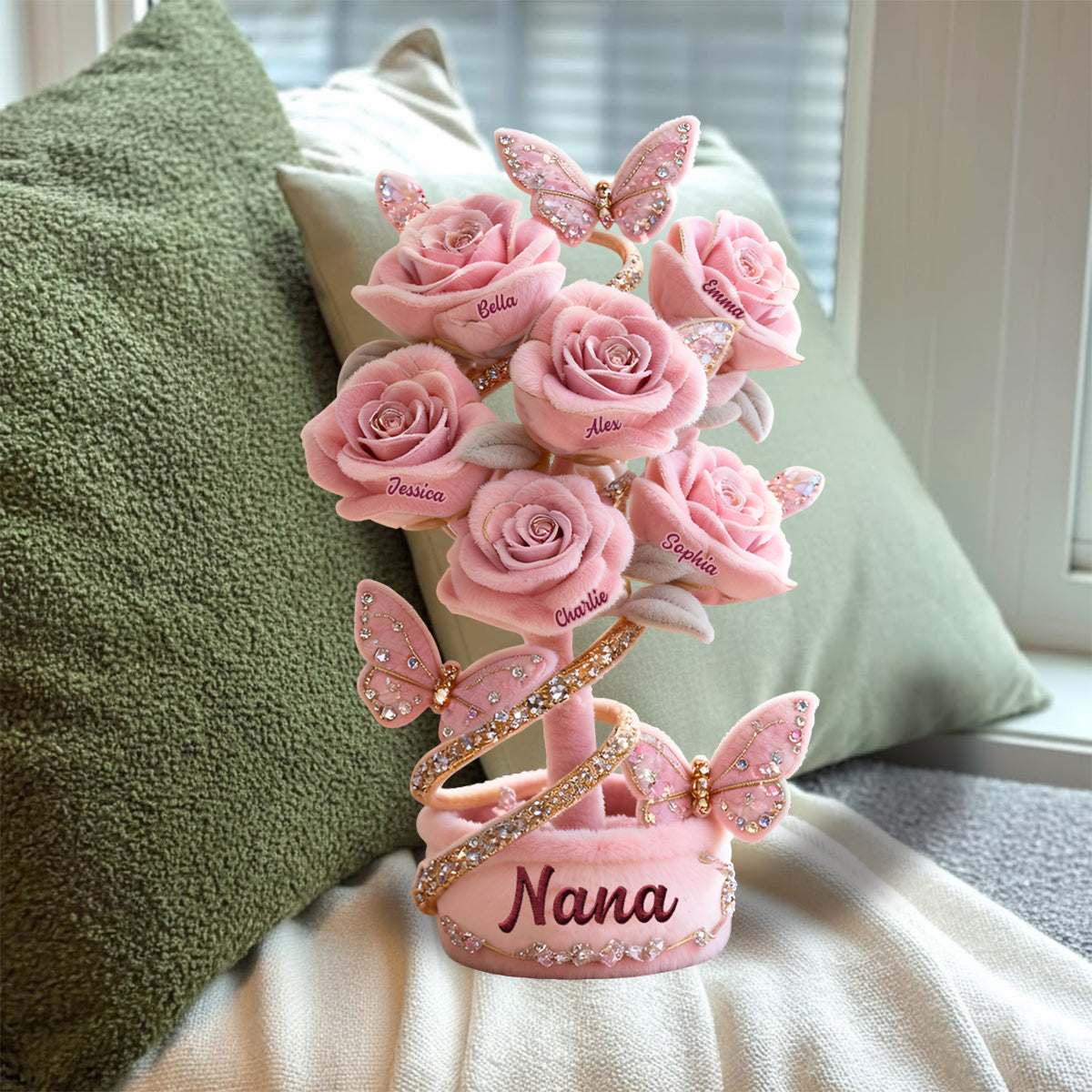 Grandma And Mom's Garden - Personalized Mother Faux Fur Shaped Pillow