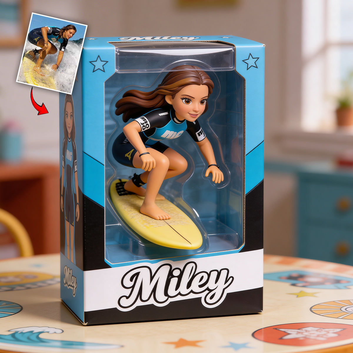 Individuelles Foto gewünscht – Surfen leicht gemacht – Personalisierte Acrylplakette in Sonderform