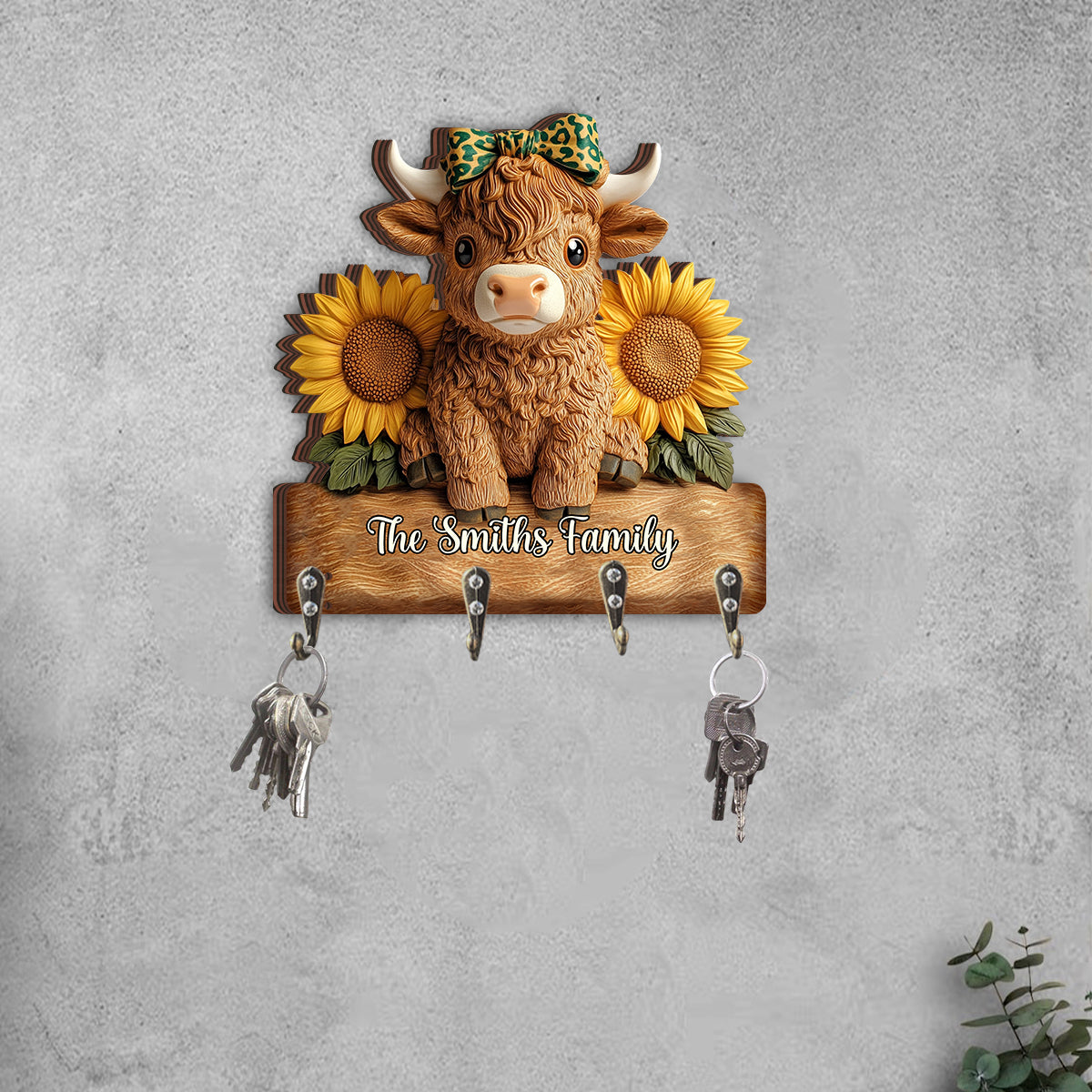Liebe zu Hochlandrindern – Personalisierter Schlüsselanhänger in Form eines Hochlandrindes