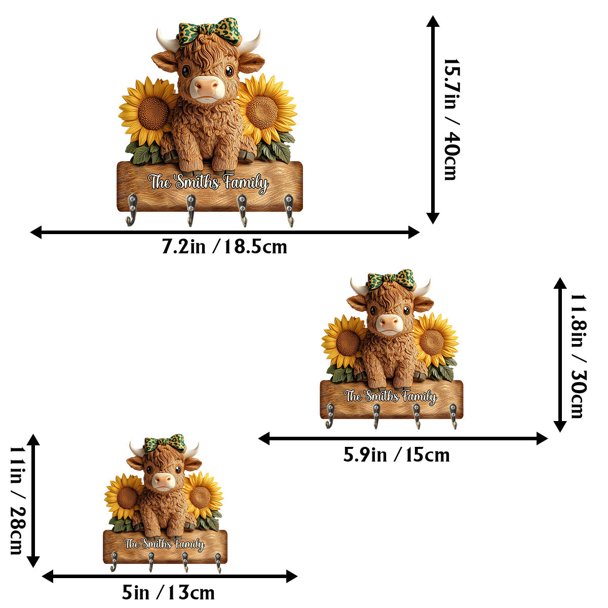 Liebe zu Hochlandrindern – Personalisierter Schlüsselanhänger in Form eines Hochlandrindes