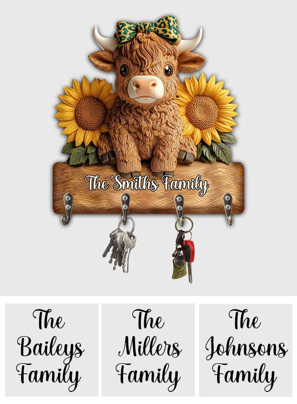 Liebe zu Hochlandrindern – Personalisierter Schlüsselanhänger in Form eines Hochlandrindes
