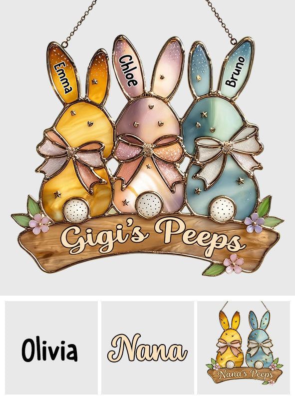 Grandma's Peeps Best Easter Gift - Personalized Grandma Window Hanging Suncatcher Ornament