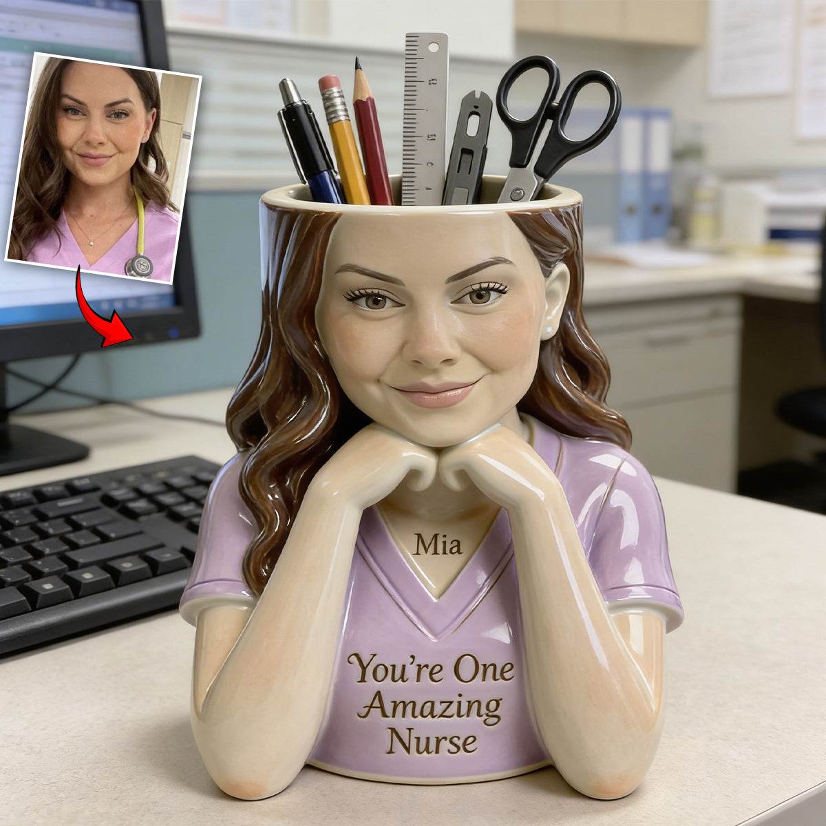 You're One Amazing Nurse - Personalized Nurse Wooden Desk Organizer