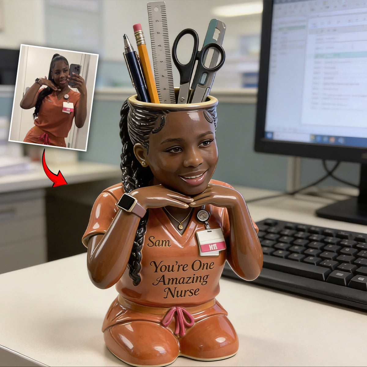 You're One Amazing Nurse - Personalized Nurse Wooden Desk Organizer