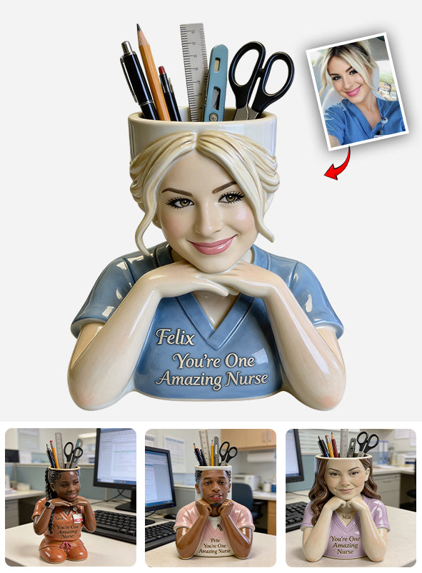 You're One Amazing Nurse - Personalized Nurse Wooden Desk Organizer