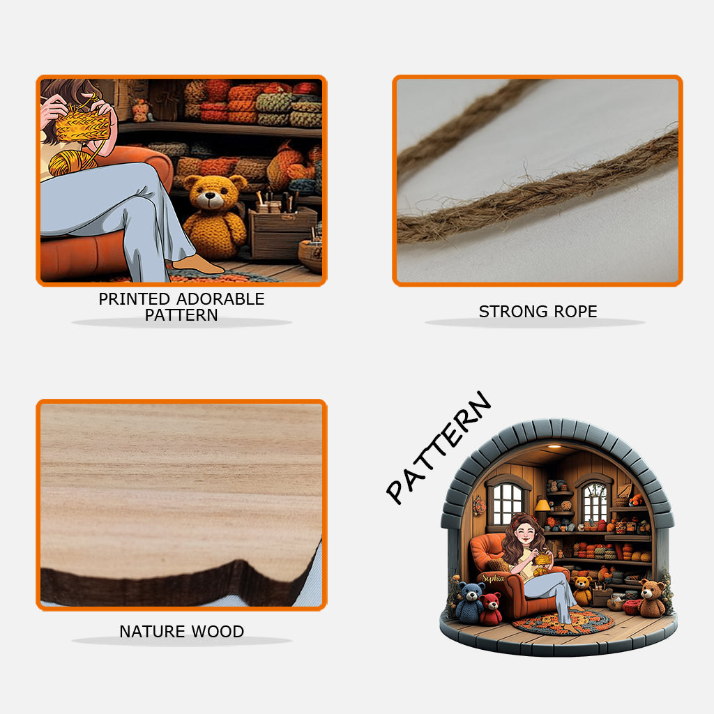 In meinem Häkel-/Strickzimmer – personalisiertes, individuell geformtes Holzschild zum Häkeln