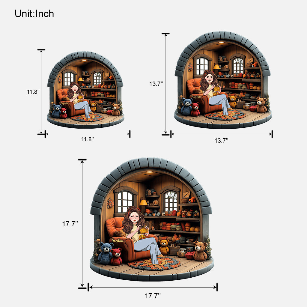 In meinem Häkel-/Strickzimmer – personalisiertes, individuell geformtes Holzschild zum Häkeln
