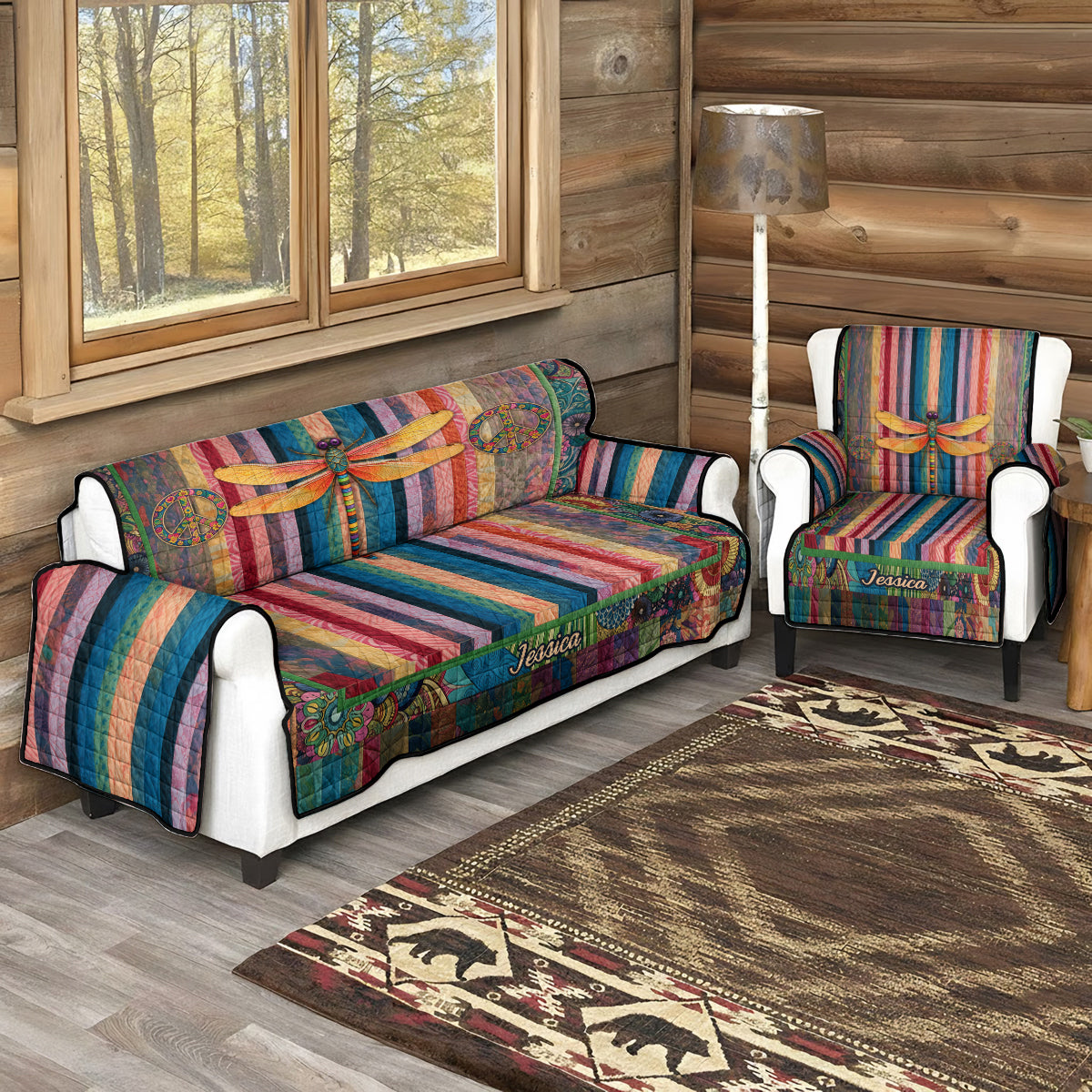 Hippie Souls - Personalisierte Hippie Steppdecke für Sofa/Couch