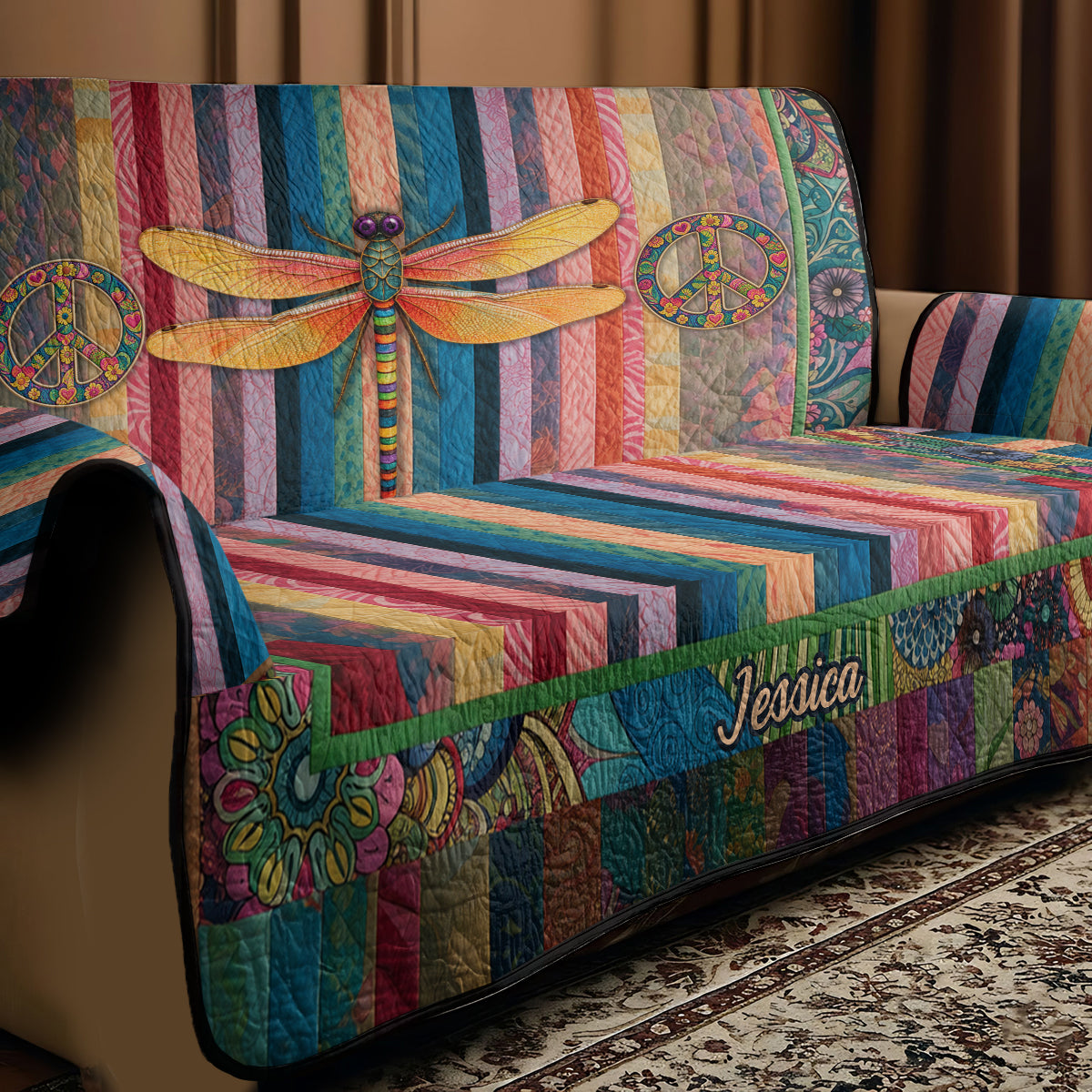 Hippie Souls - Personalisierte Hippie Steppdecke für Sofa/Couch