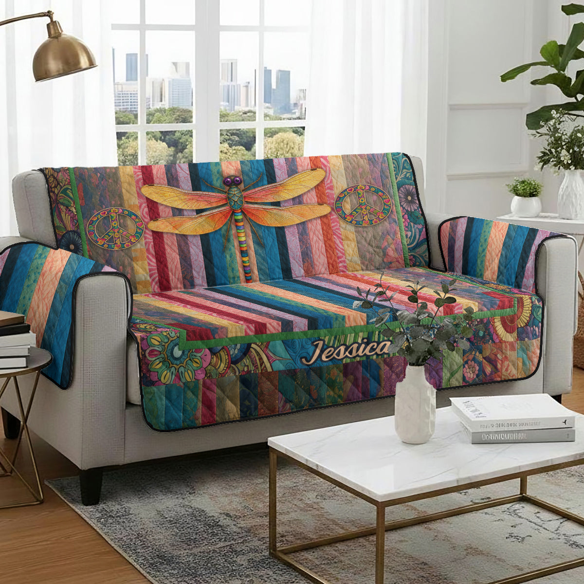 Hippie Souls - Personalisierte Hippie Steppdecke für Sofa/Couch