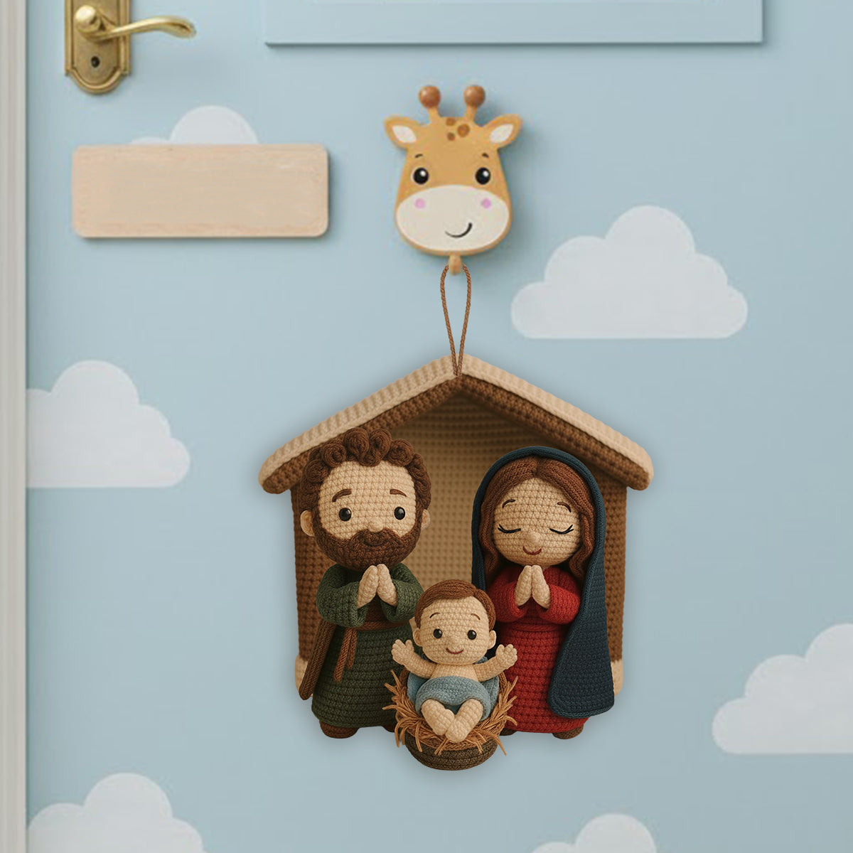 Krippenszene Jesus – Personalisierter christlicher handgefertigter Häkelschmuck