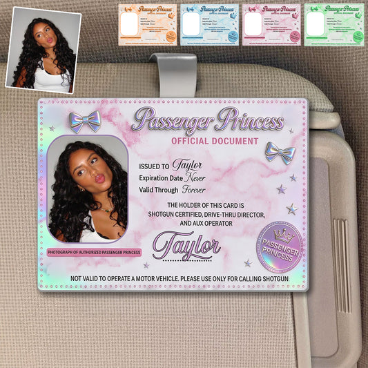 Passenger Princess Karte - Personalisierter Auto-Sonnenblendenclip für Paare