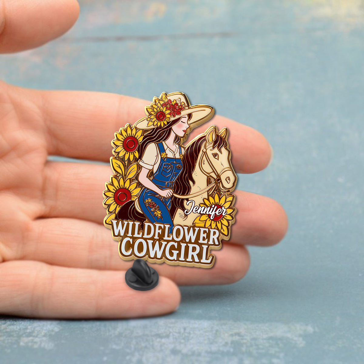 Cowgirl Wildflower - Personalized Cowgirl Pin