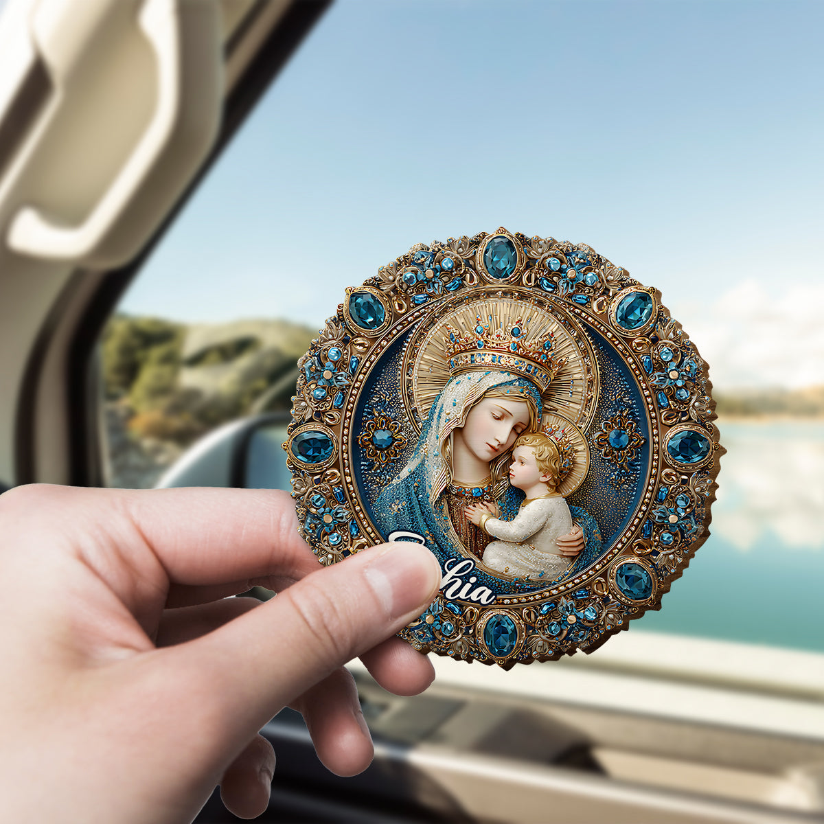 Voller Gnade – Personalisierter, christlich geformter Auto-Sonnenblendenclip