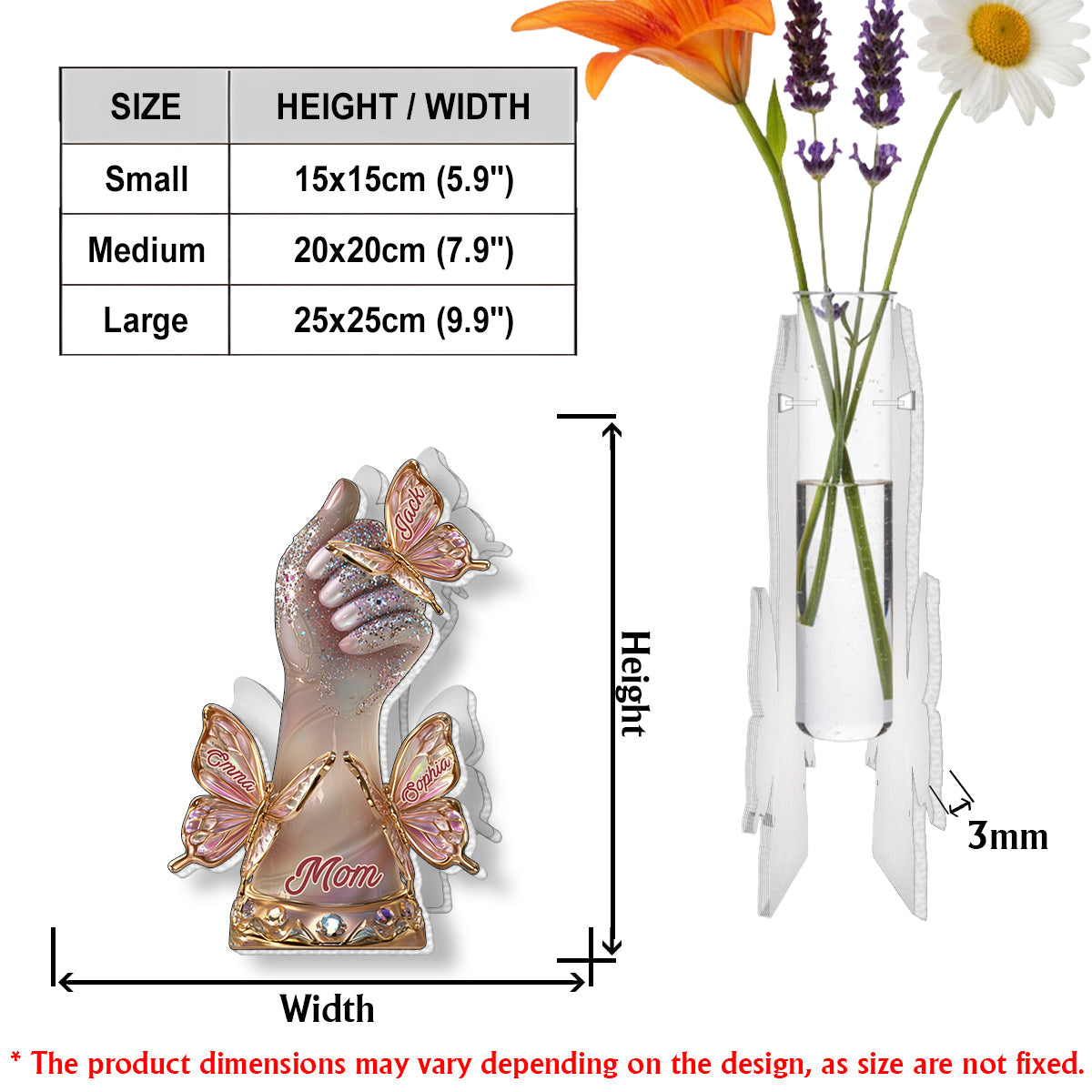Die Liebe der Mutter und ihrer Kinder – Personalisierte Acryl-Blumenvase in individueller Mutterform