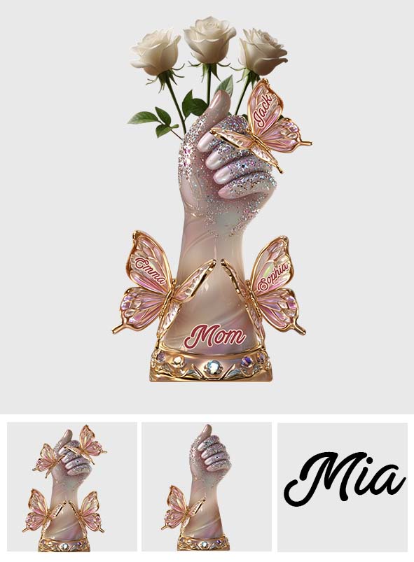 Die Liebe der Mutter und ihrer Kinder – Personalisierte Acryl-Blumenvase in individueller Mutterform