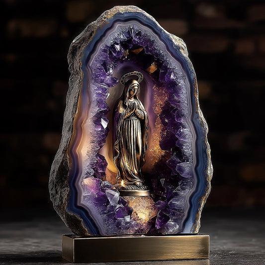 Amethyst-Stil Mutter Maria - Personalisierte christliche Acrylplakette in individueller Form