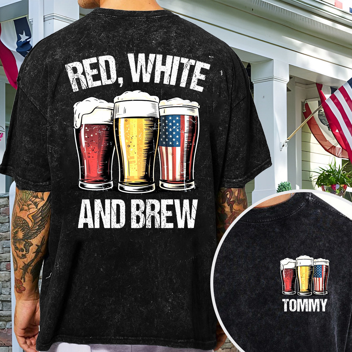 Rot, Weiß & Bier – Personalisiertes Bierwasch-T-Shirt