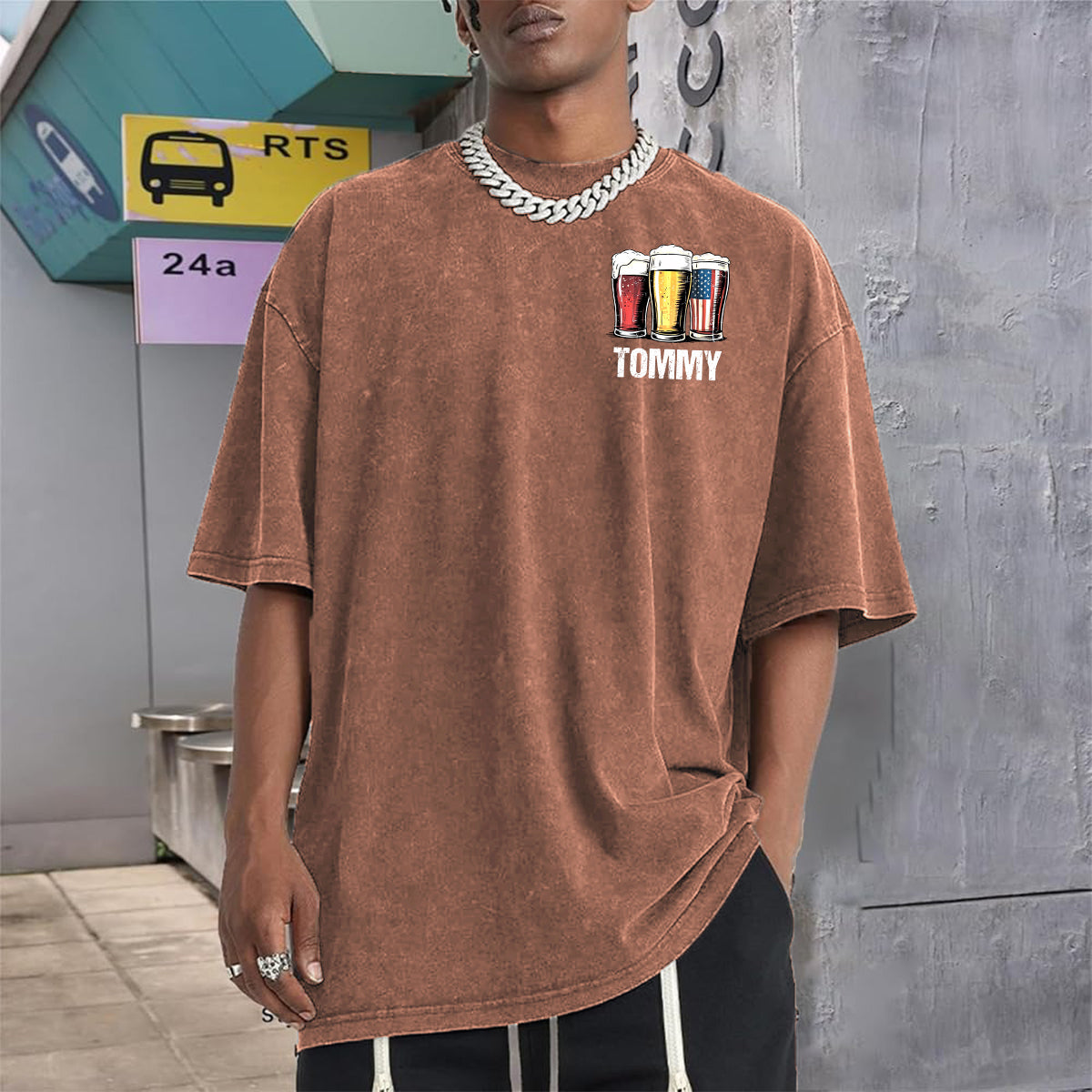 Rot, Weiß & Bier – Personalisiertes Bierwasch-T-Shirt